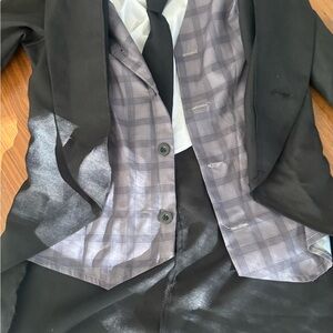 Kids Black Suit with Checkered Lining